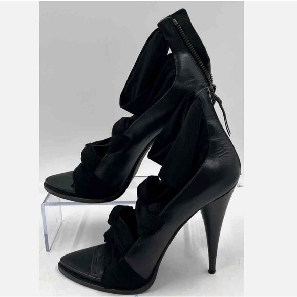 Givenchy Women Jersey Wrap Stiletto Sandals US 8 EU 38 Black Leather Back Zip - Picture 6 of 14